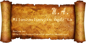 Miloszavlyevits Agáta névjegykártya